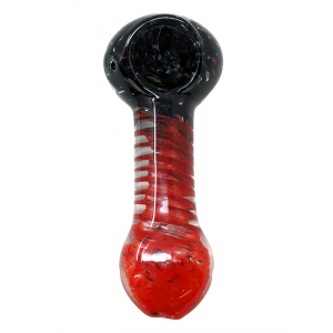 3" Transparent Frit Spiral Flat Mouth Spoon Hand Pipe - (Pack Of 5) [ZD212]